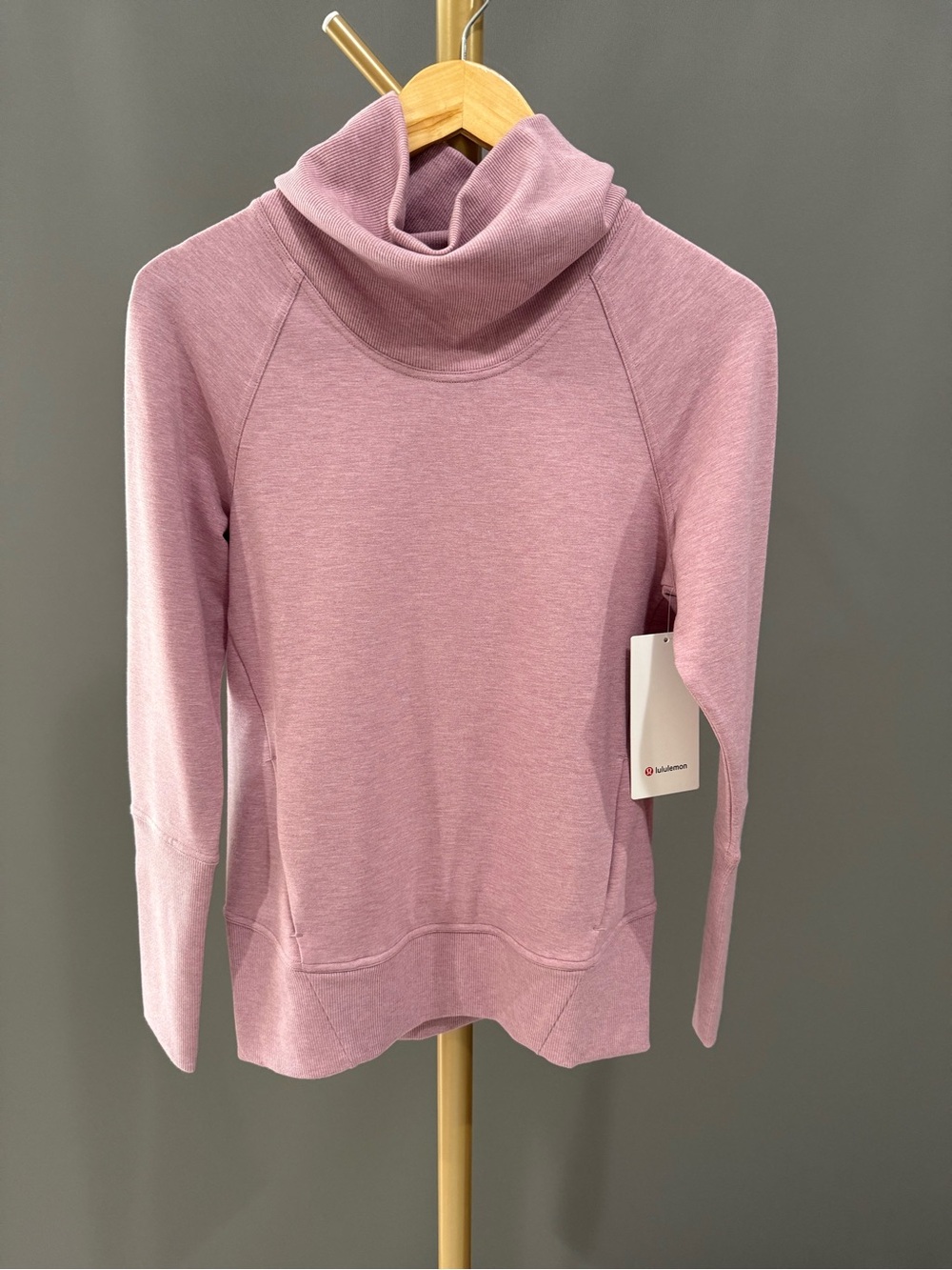 Lululemon High Lines Pullover Heathered Vintage Mauve Size 4 Cowl Neck